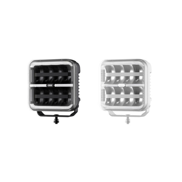 OZZ SQR 7" fjernlys 178mm med park- og varsellys (Sort/Hvit)